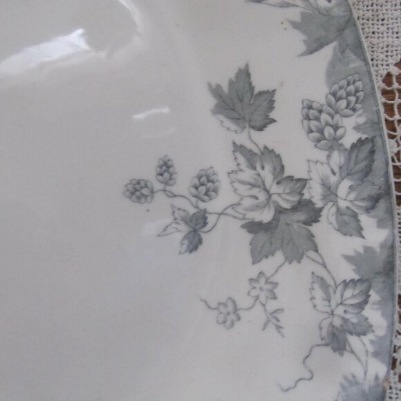 Gray Blue Transferware Platter Antique Johnson Bros HOP Pattern Dinnerware - Picture 4 of 8